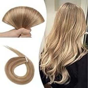 Human hair tape in hair extensions blonde balayage highlights